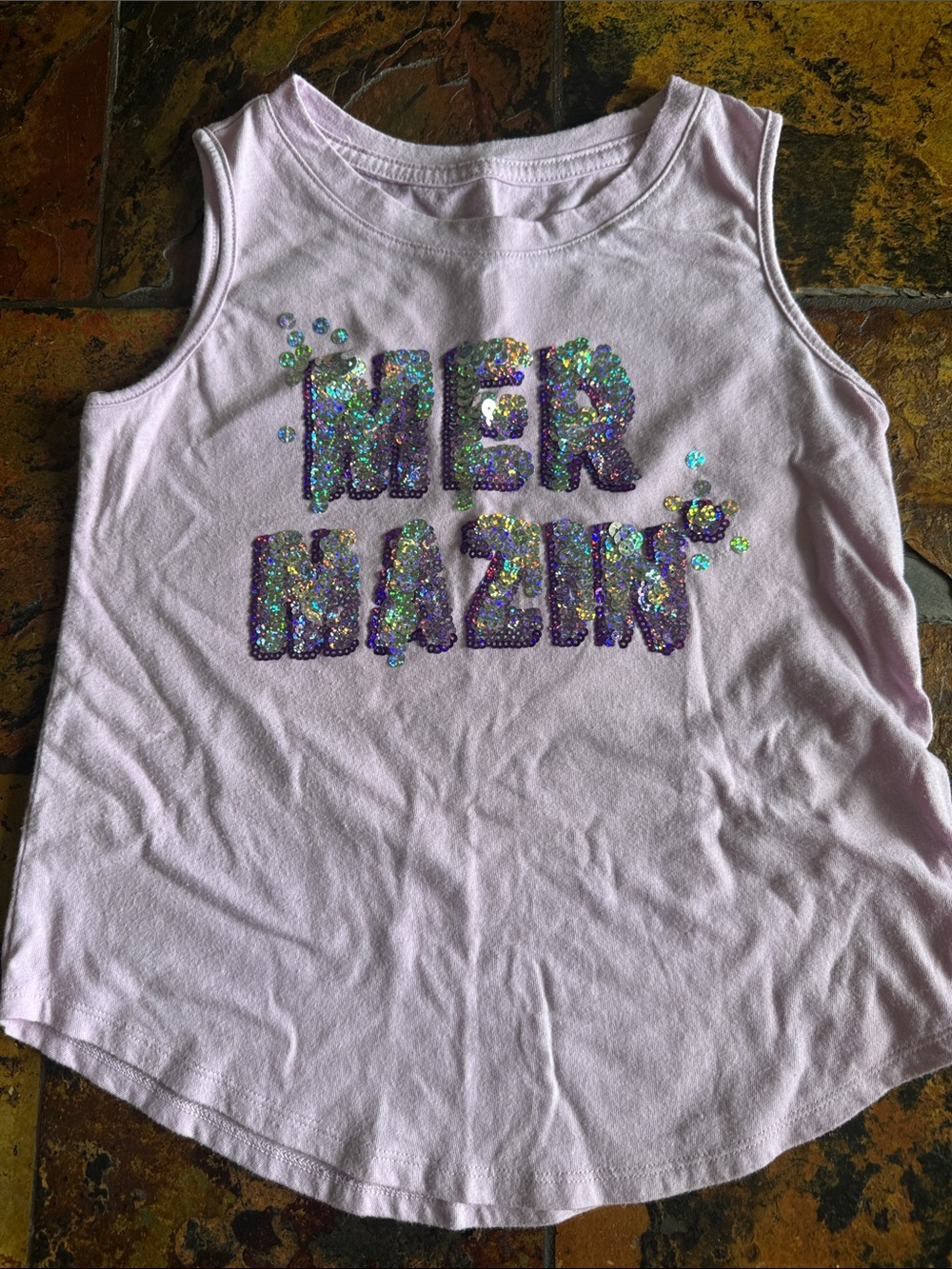 Girls' Sparkle 'Mermazing' Purple Tank Top (1114)
